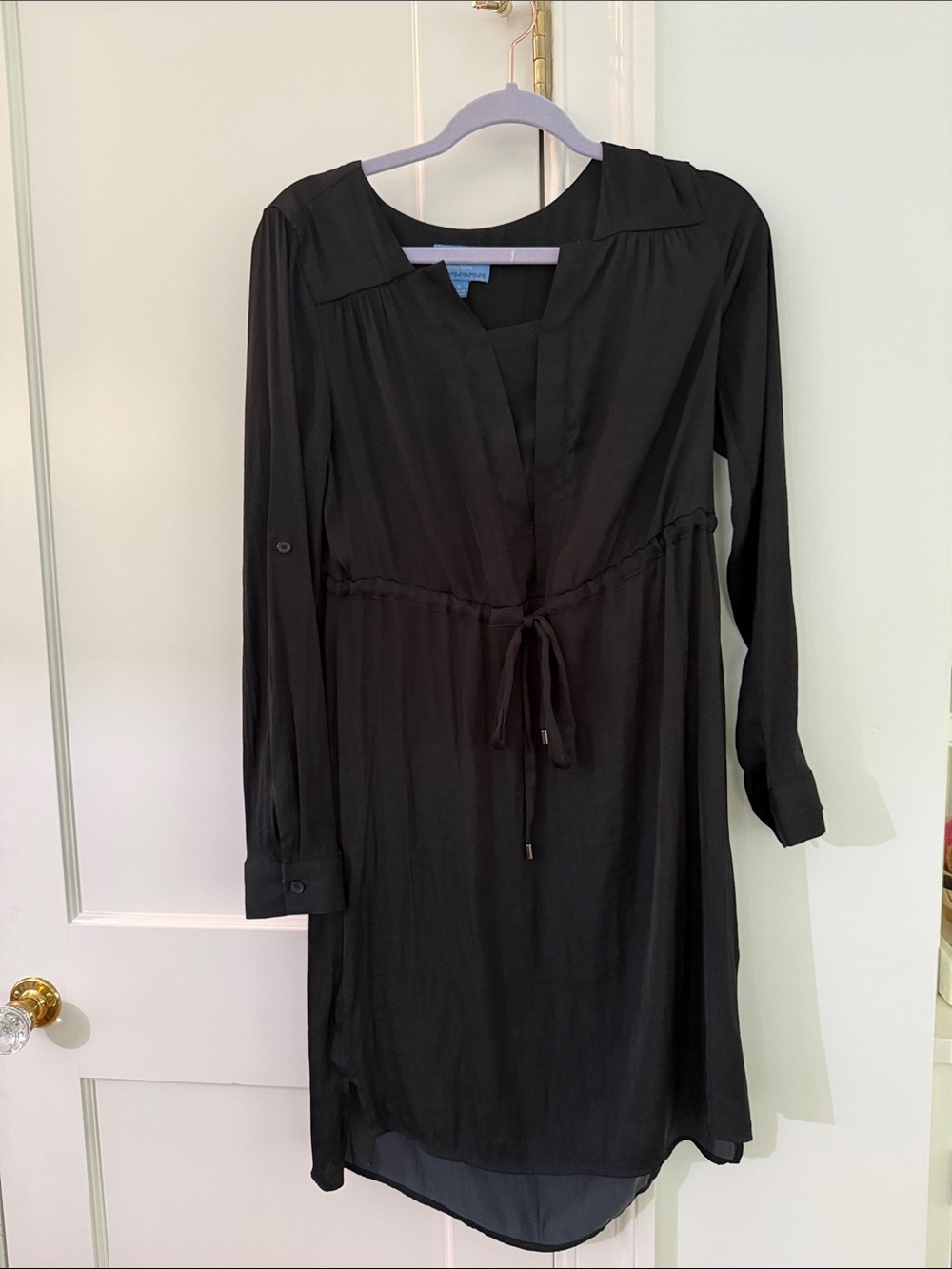 Simply Vera Vera Wang Black Long-Sleeve Drawstring Waist Dress